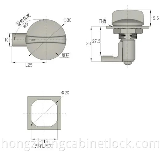 Serrure à came de panneau de serrure à came étanche en alliage de zinc Cylzonzen pour tiroir d'armoire Ms715-2